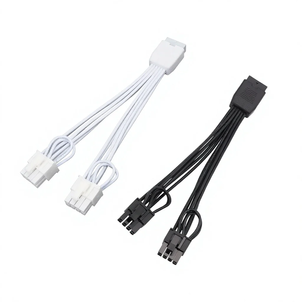 12vhpwr to 2x 6+2Pin PCIE GPU Adapter Cable Black White Female 12+4Pin ATX3.0 PCIE5.0 16P Female to 8Pin GPU 15cm