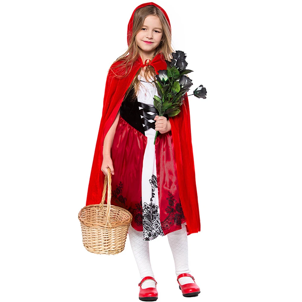 

Little Red Riding Hood Cosplay Costume for Girls Carnival Halloween Christmas Maid Birthday Party Girls Dress Wedding Prom Gown