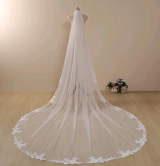 Cathedral veil, single layer bridal veil, white or ivory veil, customized veil, floor veil, full circle veil