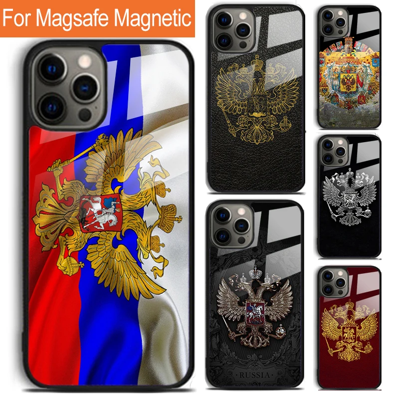 Russia Russian Coat Of Arms Phone Case For iPhone 16 15 14 13 12 11 Pro Max Plus Magsafe Magnetic Wireless Charging Cover