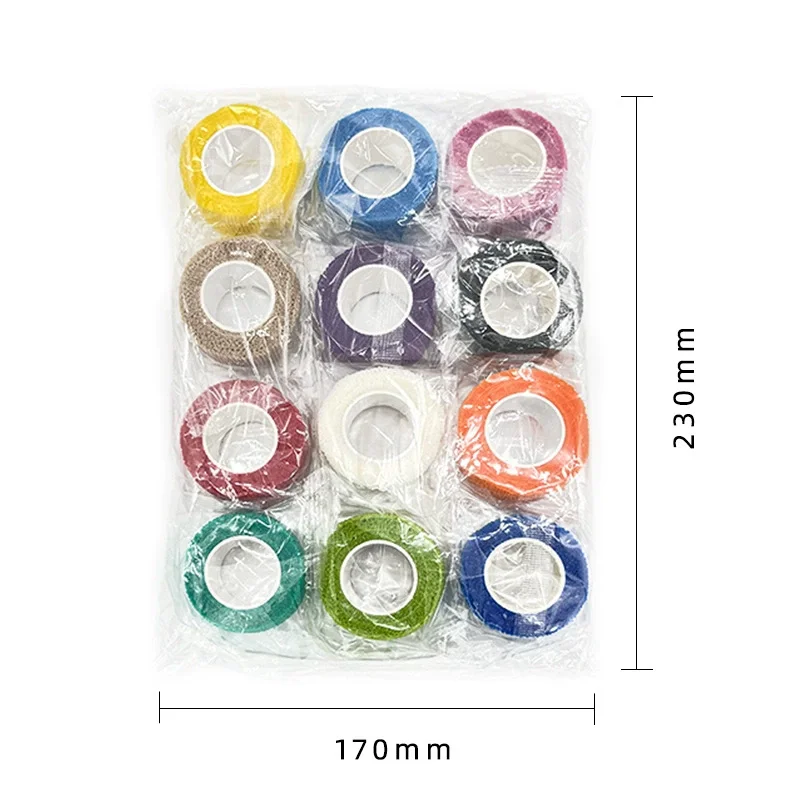 12roll 2.5cm*4.5m Non Woven Elastic Self Adhesive Bandage Cohesive Bandage for Sports Fixing Finger Wrist Leg