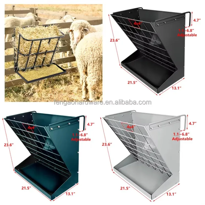 وحدة تغذية الأغنام 2 في 1 من الحديد المجلفن، رف قش الماشية المعلق عالي التحمل #1
