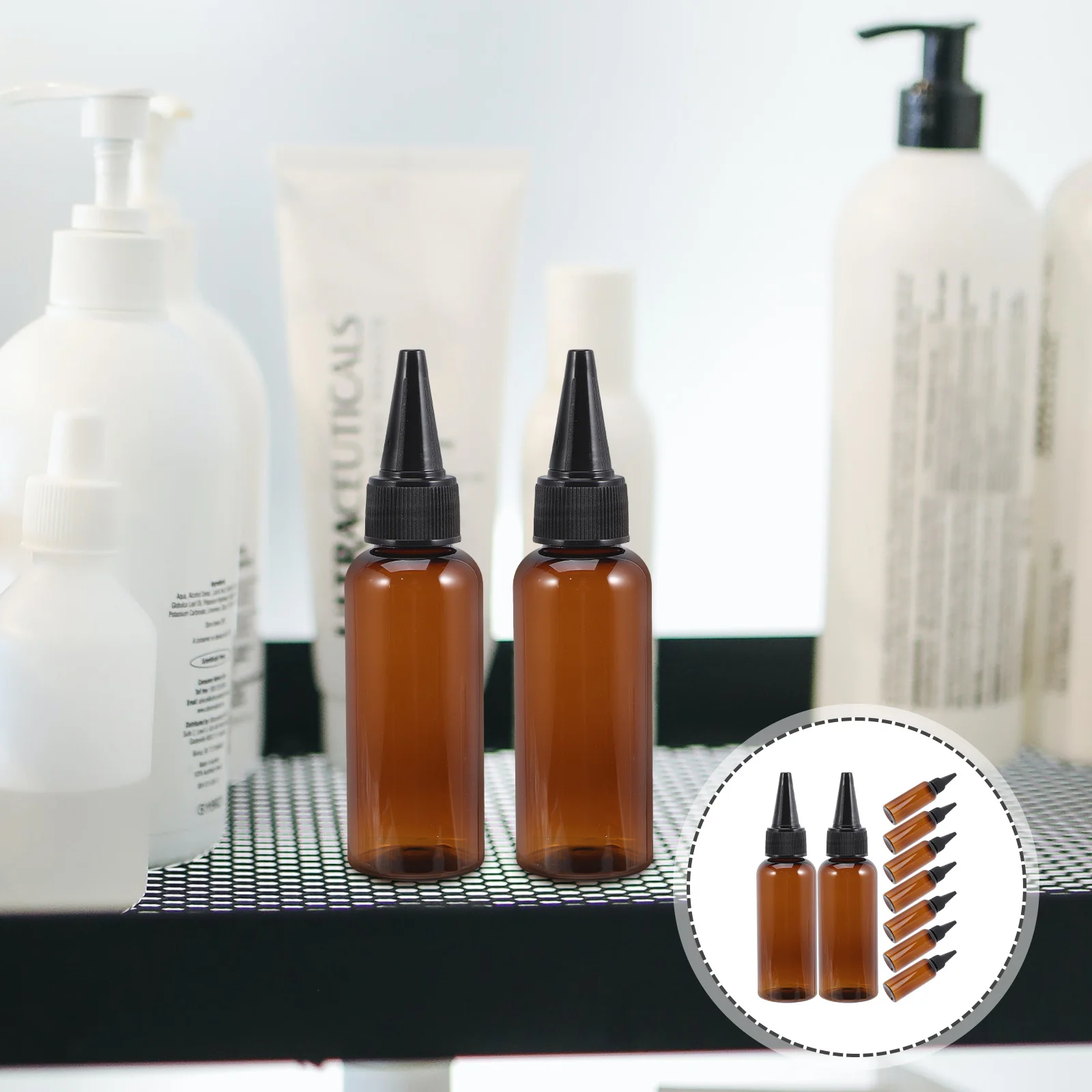 

10 шт., 50 мл, бутылка с аппликатором для масла, многоразовая бутылка для выдавливания для краски для волос, масляный лосьон, точное нанесение, легко дозируется, универсальный