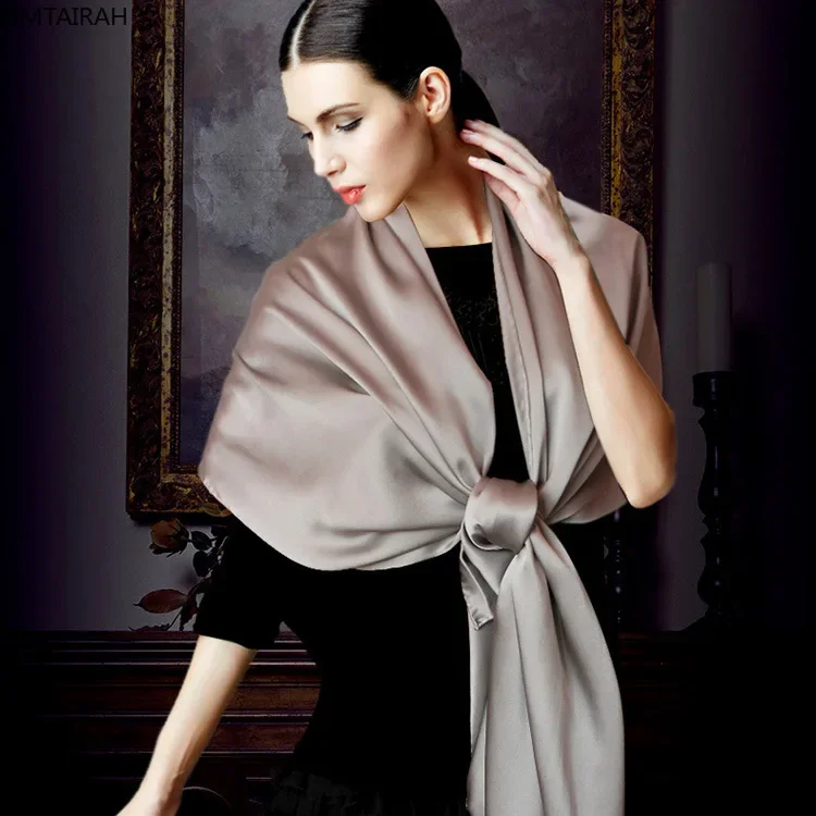 Zwykła satyna solidna 100% jedwabne szale moda damska hidżab chustka na głowę welony fabryka bezpośrednio sprzedaje szaliki Hangzhou jedwabny szal Wrap