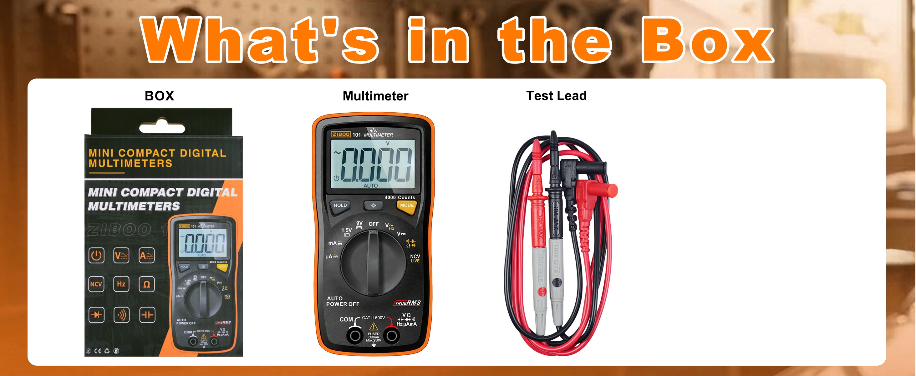 ZIBOO 101 Mini-Digitalmultimeter, TRMS 4000 Counts, automatische Bereichswahl, Taschen-Voltmeter, Multitester für AC/DC-Spannung und -Strom. – Detail 10