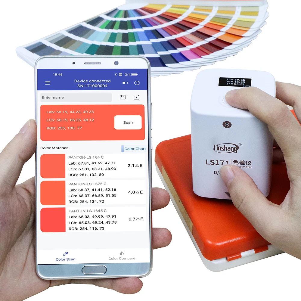 

Linshang LS171 Mobile Phone APP Portable Colorimeter Color analyzer with Screen Digital Precise LAB Color Meter Tester 8mm