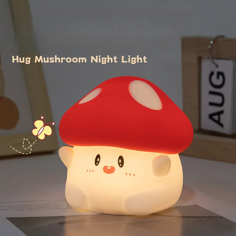 

Mushroom Nightlight USB Charging Two Brightness Levels Silicone Clap Bedhead Cute Sleep Companion Timer LED Atmosphere Light