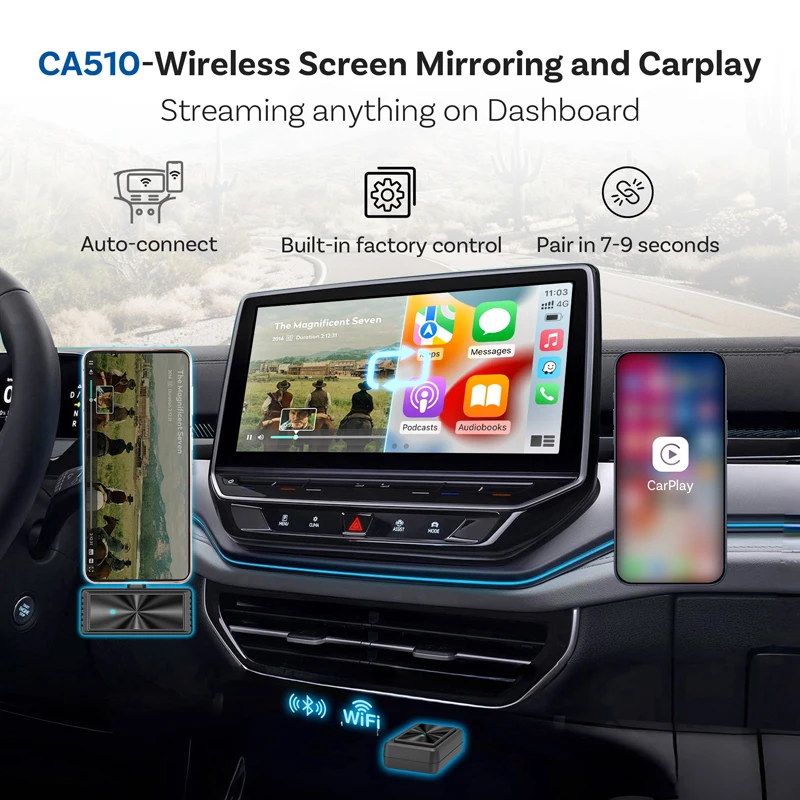  Mini Auto Wireless Adapter Tragbare Smart Car Streaming Box Plug & Play Verkabelt zu Wireless CarPlay Nfotainment Upgrade