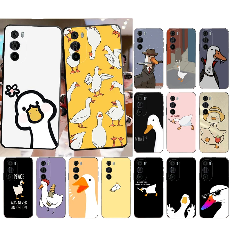 Cute Cartoon Goose Duck Phone Case For Motorola Edge 50 40 Pro 50 40 30 Ultra Neo Fusion Moto G Play G Stylus G Power G 5G