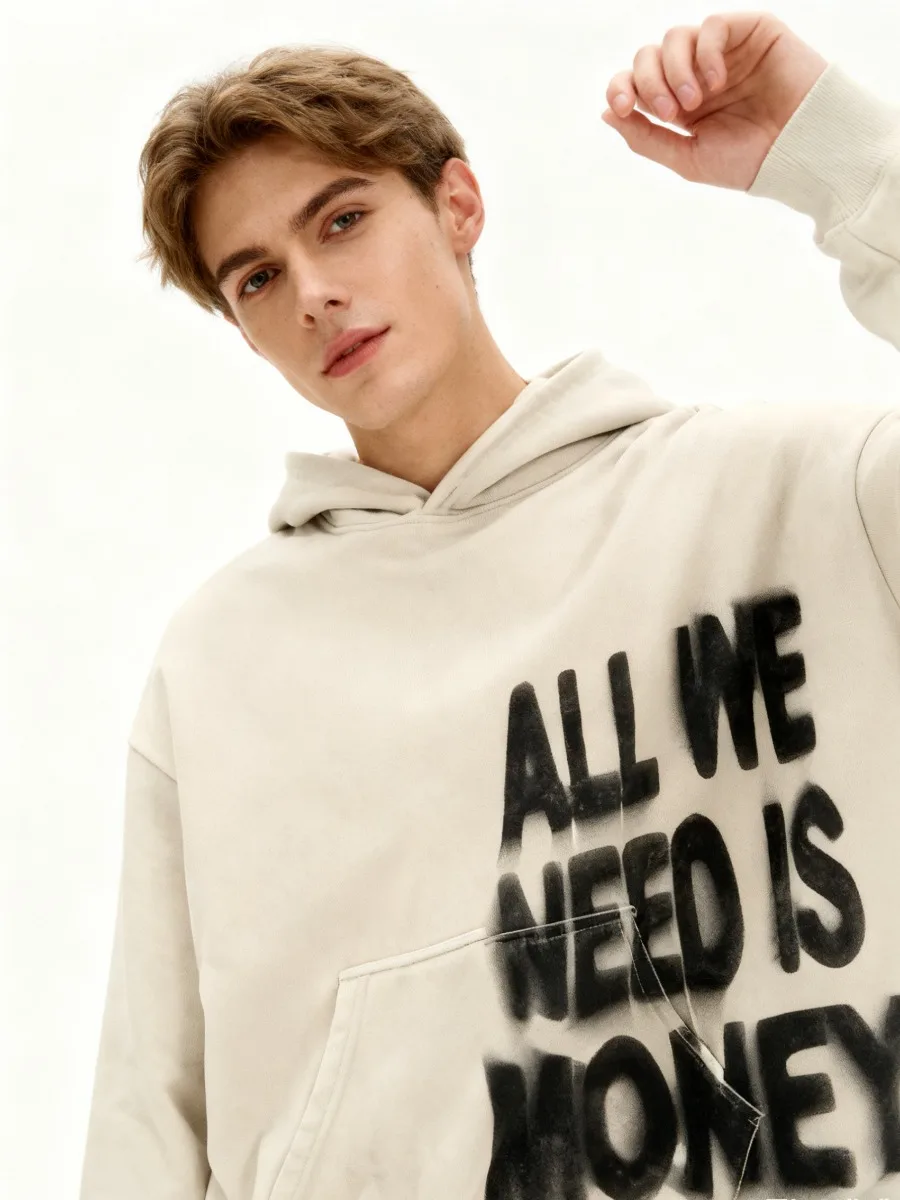 المرأة الوردي هوديس كل ما نحتاجه هو المال إلكتروني طباعة Y2K فضفاض الهيب هوب الشارع مقنعين البلوز للجنسين #5