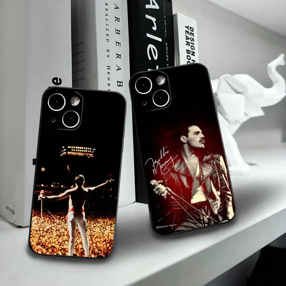 

Freddie Mercury Queen Phone Case For iPhone16,15,14,13,12 Mini 11 Pro XR,X,XS,MAX 7,8 Plus Silicone Cover Soft Black