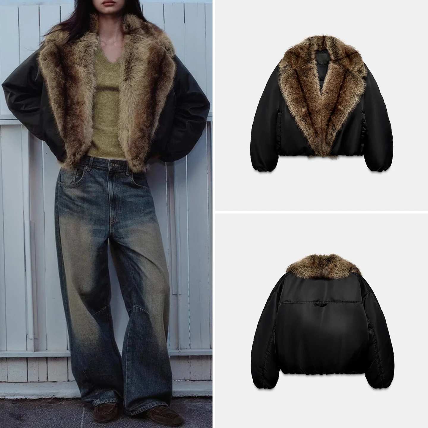 

Z Women's Faion Jaet Coat Warm Sli Versatile Fur Collar ort Outerwear Autumn 2025 Ladies' Stand Fit Coat