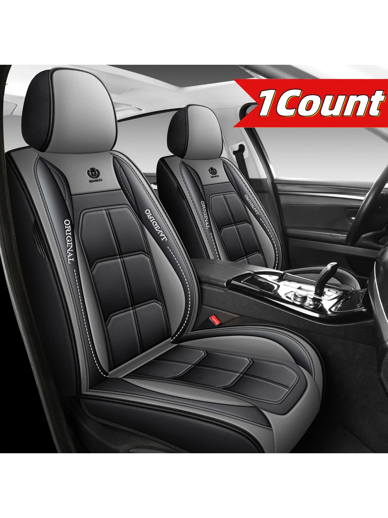 1pc Premium PU-leer Universele pasvorm Autostoelhoes All-Season Protector Mat met zacht kussen Volledig pakket stoelhoes - afbeelding 2