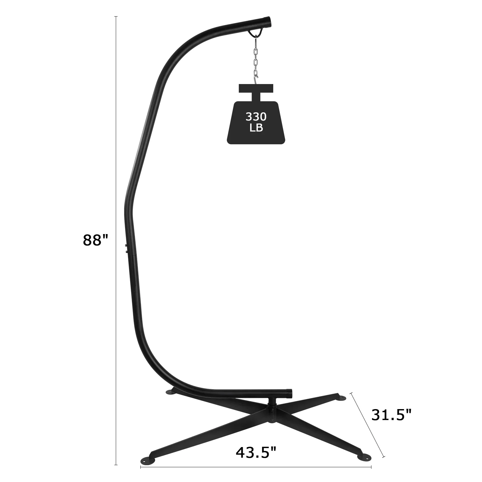 Hamaca colgante de Metal de alta resistencia, soporte en C para Patio exterior, balcón, Base de columpio para silla, columpio para porche, 330 °,