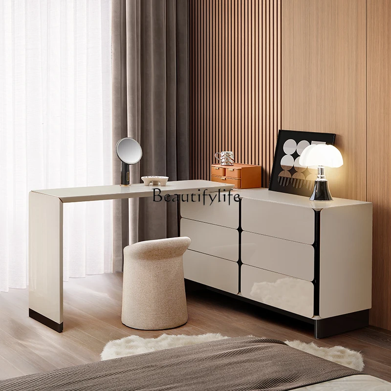 Italian Style Light Luxury Makeup Table Chest of Drawers Integrated Dressing Table Bedroom Advanced Design Sense Bed Front