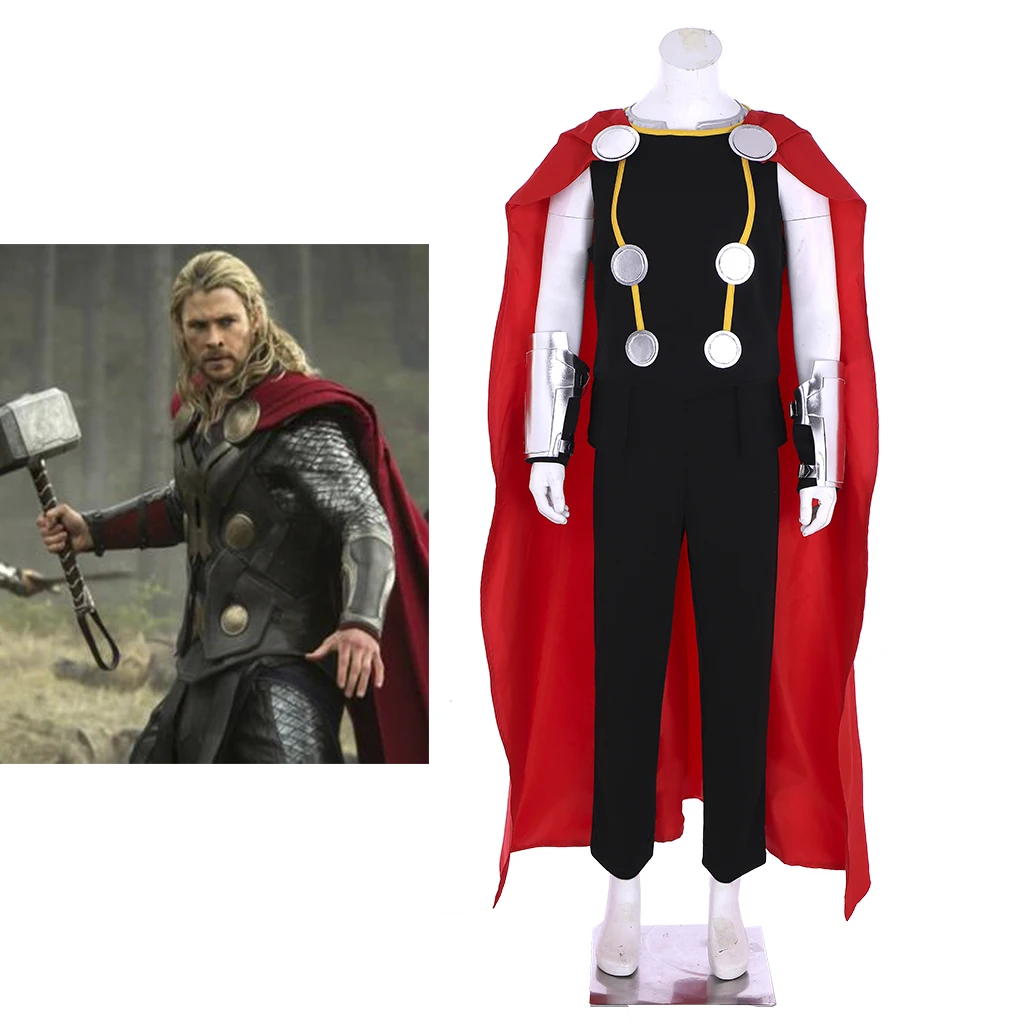 

Movie Cosplay Thorr Loki Costume Men's Black Uniform Suit with Cloak Halloween Carnival Party Superhero Combat Outfits