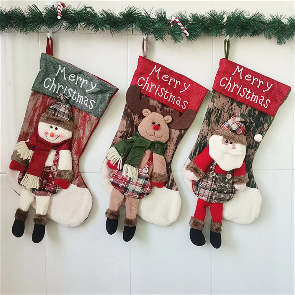 

New Christmas Gifts Children's Candy Bags Christmas Tree Pendants Large Merry Christmas Socks New Year Home Decorations