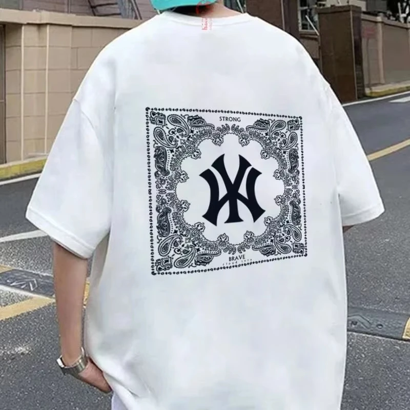 

New Korea Mens Fitness Short Sleeve T Shirt Fashion Print Brand Tshirt Summer Gym Cotton T-Shirt Male Female Clothes Tees Tops