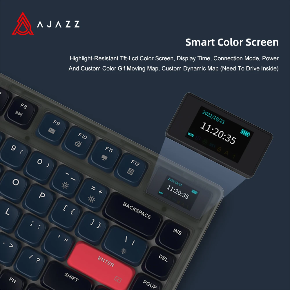 Imagem -03 - Ajazz-teclado Mecânico Gaming com Fio Bluetooth Iluminação Colorida Gaming Office Windows pc 2500mah sem Fio 2.4g Ak832 Pro