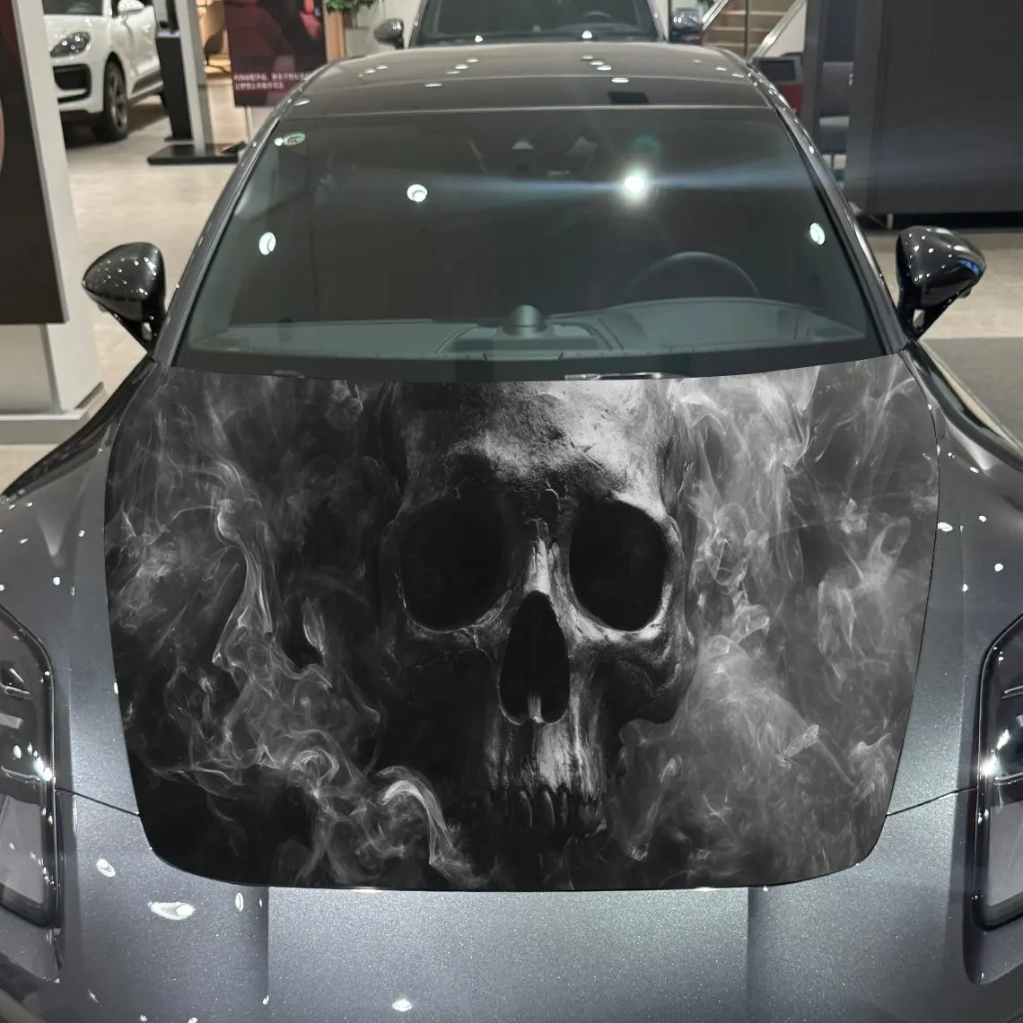 

Undead Skeleton Car Hood Vinyl Stickers Car Surface Protection Decal Car Decoration Cover Vinyl Wraps Waterproof Self-adhesive A