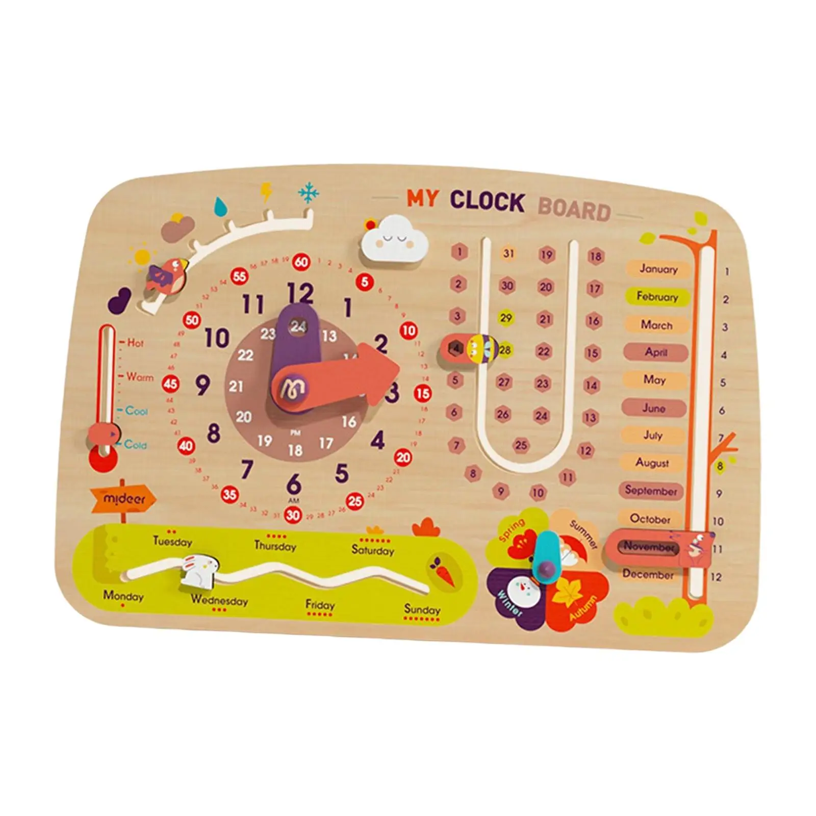 Jouets Montessori pour apprendre à dire l'heure pour enfants, calendrier 03 pour garçons et filles