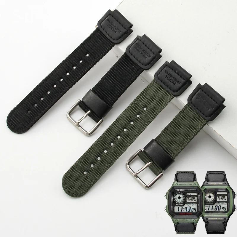 Nylon Watch Band Strap for Casio  AE-1200 1300 AE-1000W F91W F84 AEQ-110W SGW-300H 400H 500H  800H 216H 735H W-215 MRW-200H 18mm