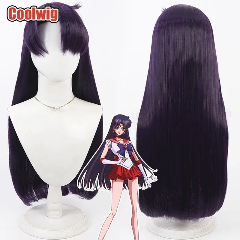Coolwig Synthetic Hair Hino Rei Cosplay Wigs Hino Rei Role Play Halloween 80cm Long Straight Dark Purple Cos Wig Heat Resistant