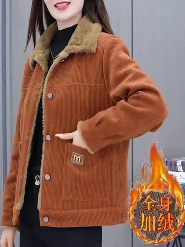 

Модное зимнее пальто из вельвета и хлопка для женщин, больших размеров, для полных и стройных дам, одежда для зрелых женщин