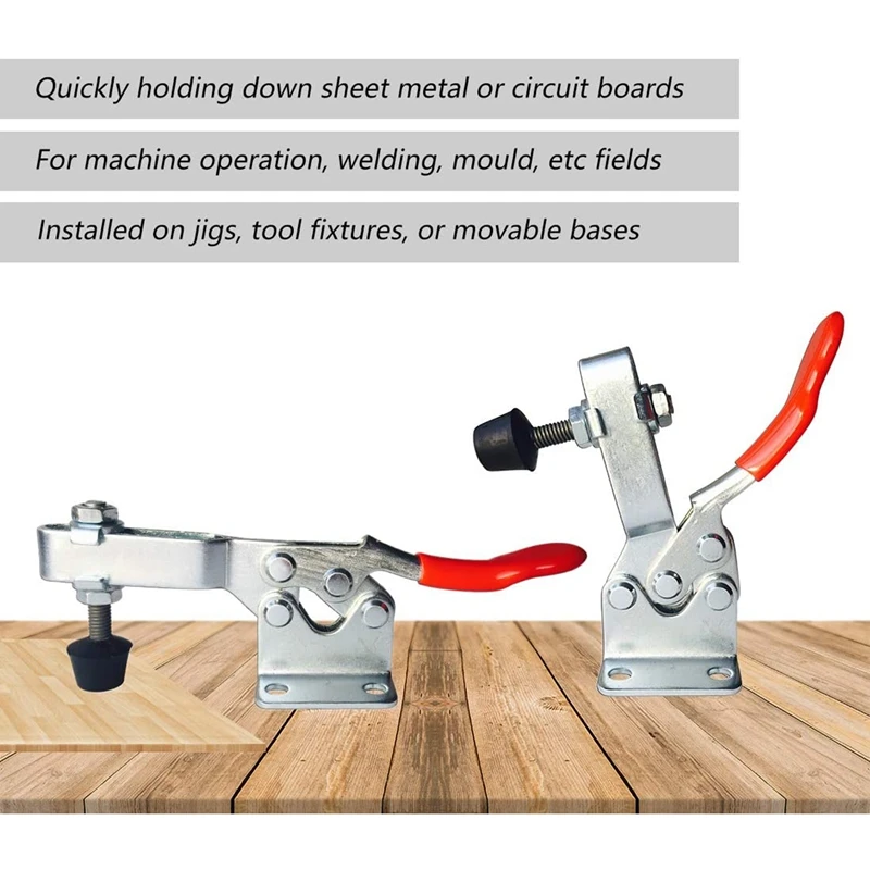 4Pcs Quick Release Toggle Clamp GH-201 Antislip Horizontal 59Lbs Holding Capacity For Machine Operation, Woodworking