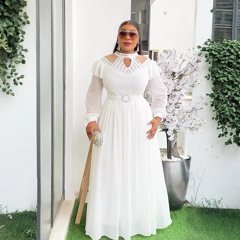 فساتين أفريقية أنيقة للنساء الماس ثوب مسائي مربوط فستان حفلات الزفاف Dashiki أنقرة أفريقيا تجهيزات الملابس قفطان