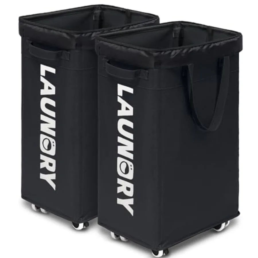 

Корзина для белья на колесиках, 2 шт., 75 л, с выдвижными мешками для стирки, складная, для угловых мест
