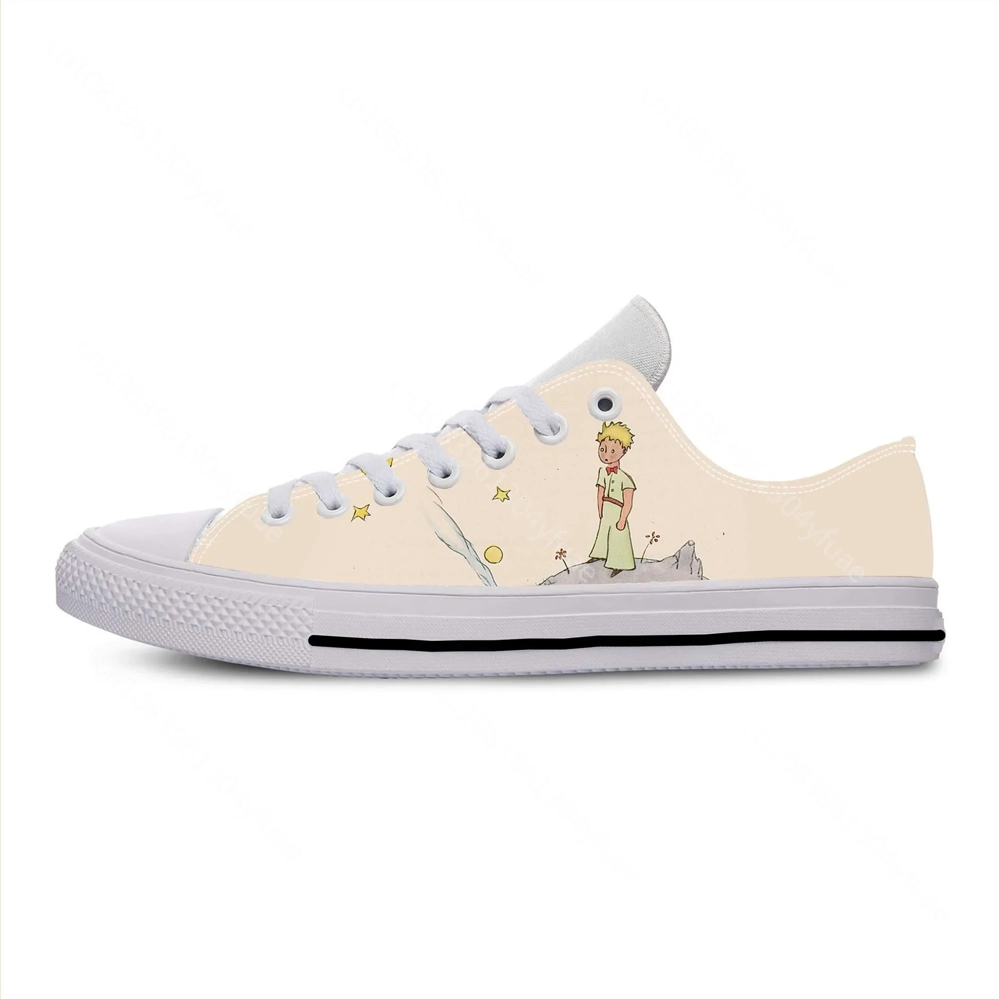 Little Prince Anime Cartoon Sneakers para homens e mulheres, manga, quadrinhos, legal, engraçado, casual, sapatos de pano, top baixo, confortável, respirável, impressão 3D