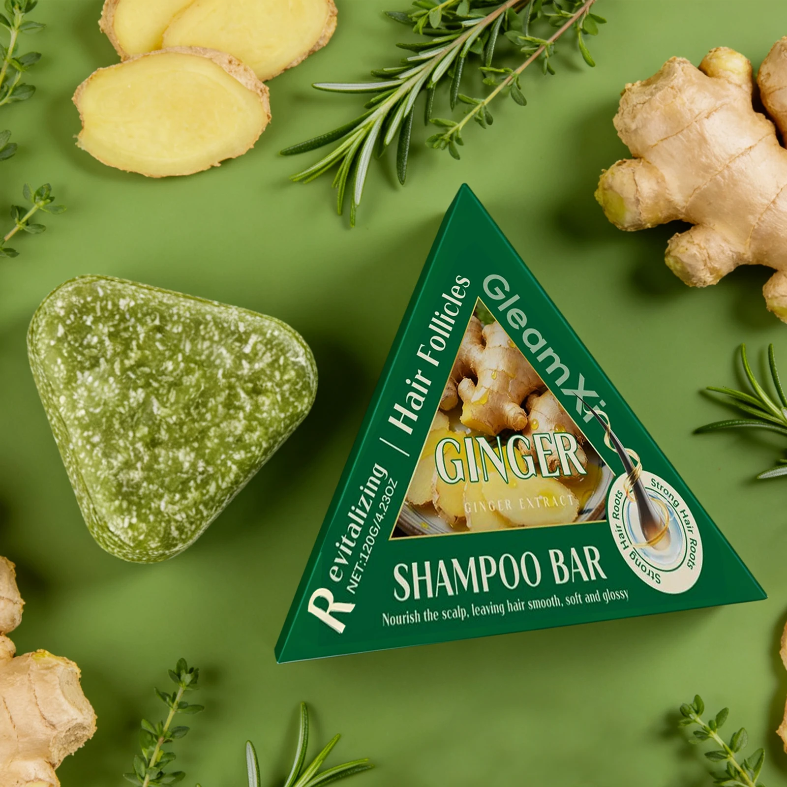 

Ginger Shampoo Bars Natural Organic Promoting Hair Regrowth Strengthen Volumize Hair Roots Anti Dandruff Deep Cleansing Soap Bar