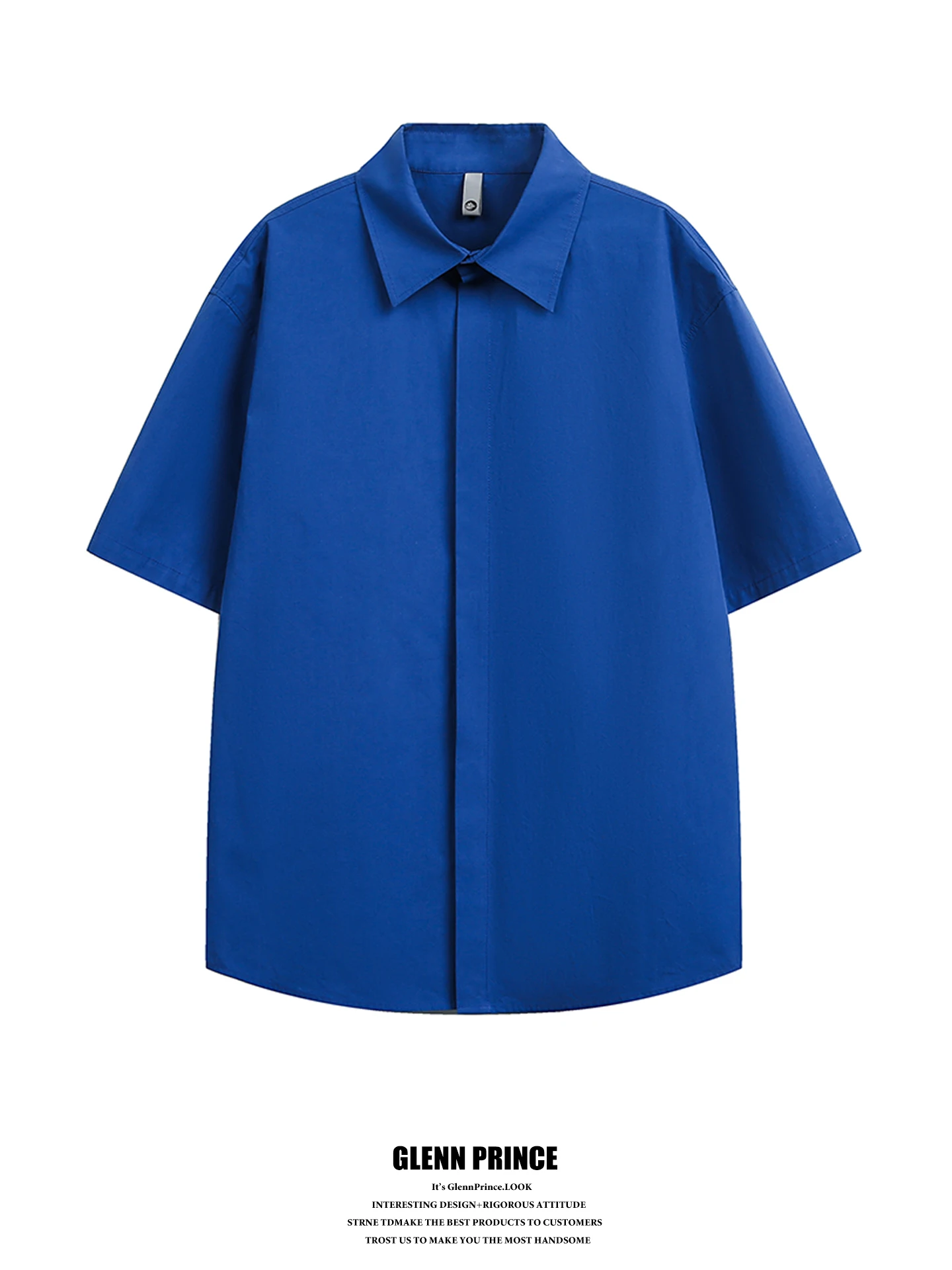 

GPstudio Minimalist Klein Blue Pure Cotton Short Sleeve Men's Summer High-End Shape Casual Shirt Inner Wear Comfortable Breat...