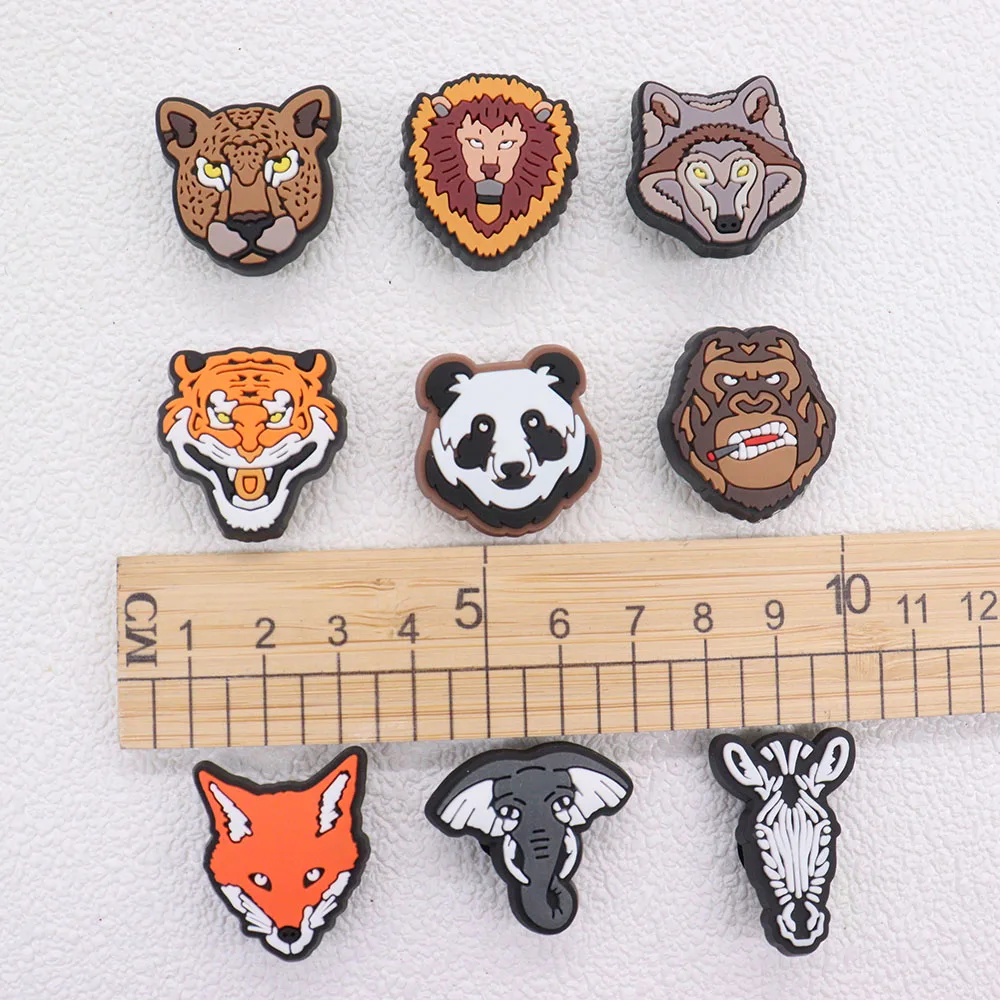 1-9 Stück PVC Tiger Löwe Panda Tiere Schuh Charms Zubehör Biest Designer Dekorationen Clog Fitness Geburtstags geschenk – Detail 3