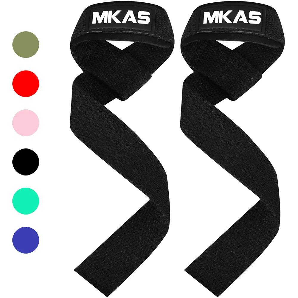 MKAS 1 Paar Gym-Hebegurte, Fitness-Handschuhe, rutschfeste Handbandagen, Handgelenkschlaufen, Unterstützung für Gewichtheben, Powerlifting-Training