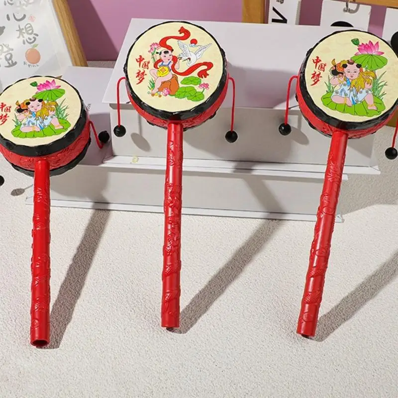 J2HF 6pcs Plastic Rattle Drum Monkey Drum Percussion Instrunment Shaking Drum for Kids Educational Toy Spin Rattle Drum