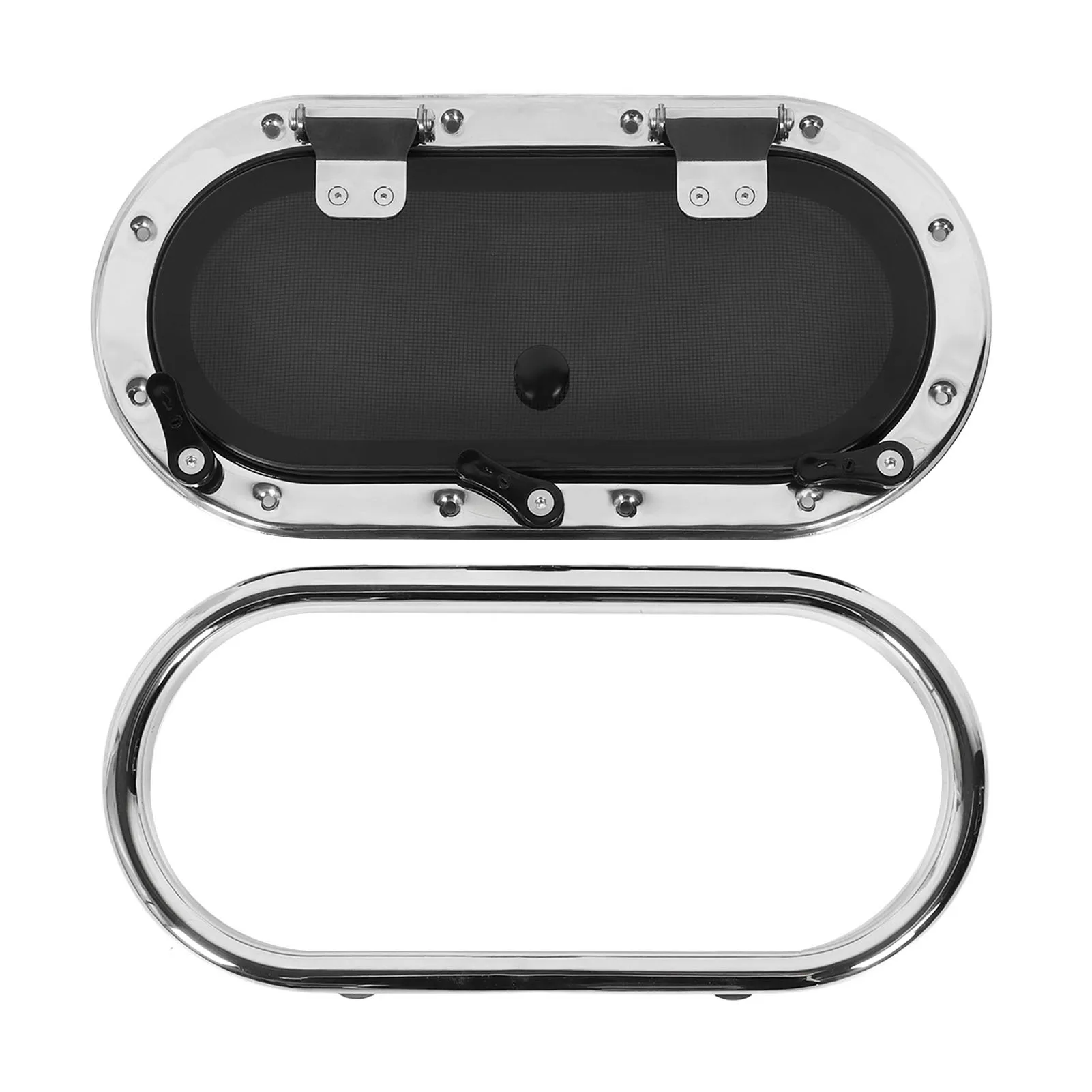 Boat Hatch Oval Porthole Window with Switch Handle 16 X 8in Internal Opening UV Resistant Waterproof Deck Hatch Window for Marin