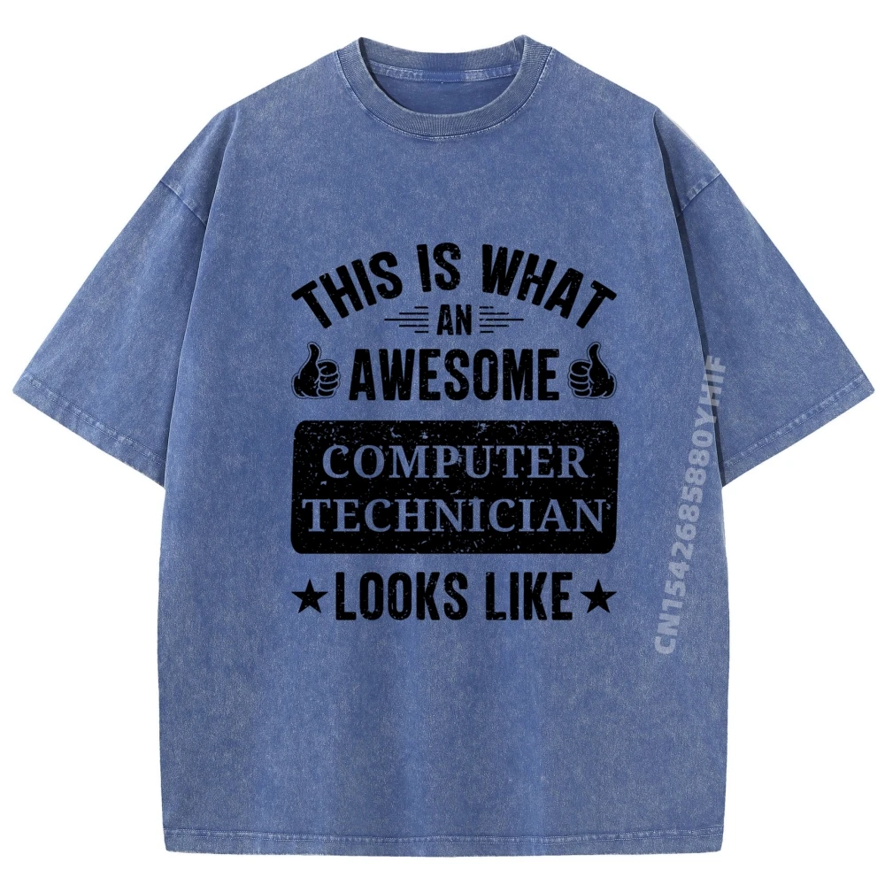 

Computer Technician Quote Computer Technician Men's Letter Washed T-Shirts Luxury Designer Graphic Clothes
