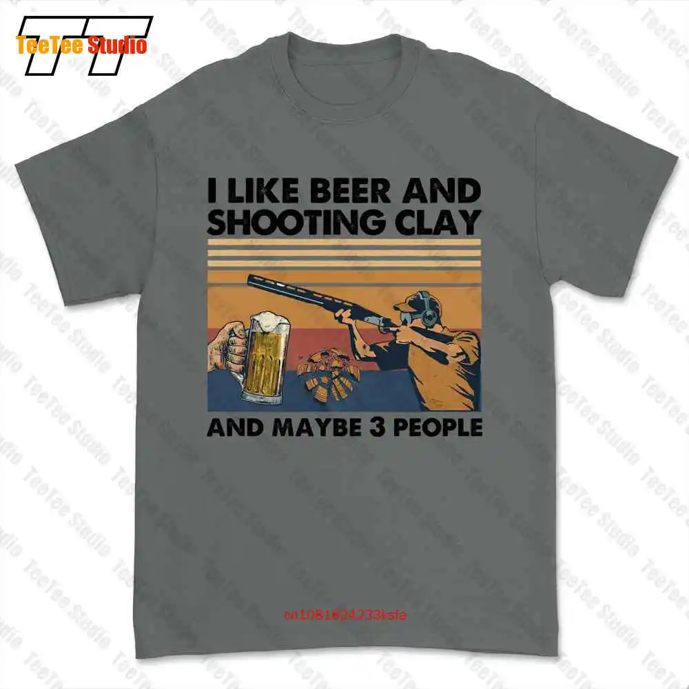 I Like Beer and Shooting Clay Tee, T-shirt para 3 Pessoas Cerveja e Bêbado, PR5N