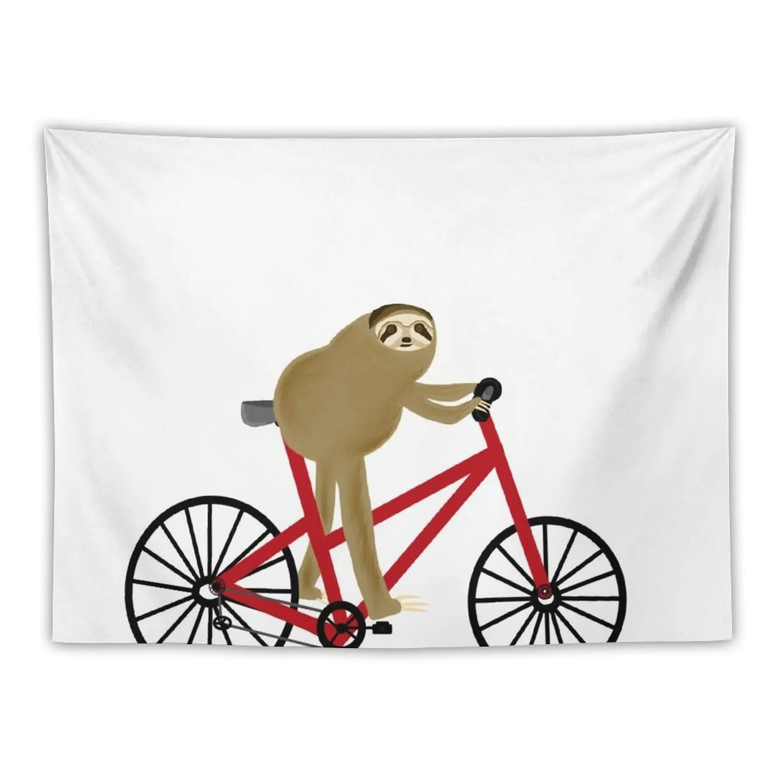 

New Sloth Riding A Red Bicycle Tapestry Decorative Wall Tapestry Kawaii Room Decor