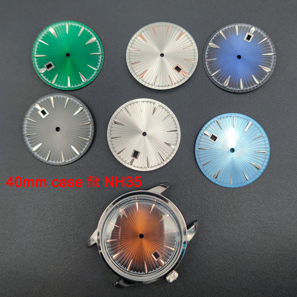 40mm Case Fit NH35 Automatic Mechanical Movement 35mm Watch Dial Hollow Surface Watch Modification Parts NH35A Watch Hands