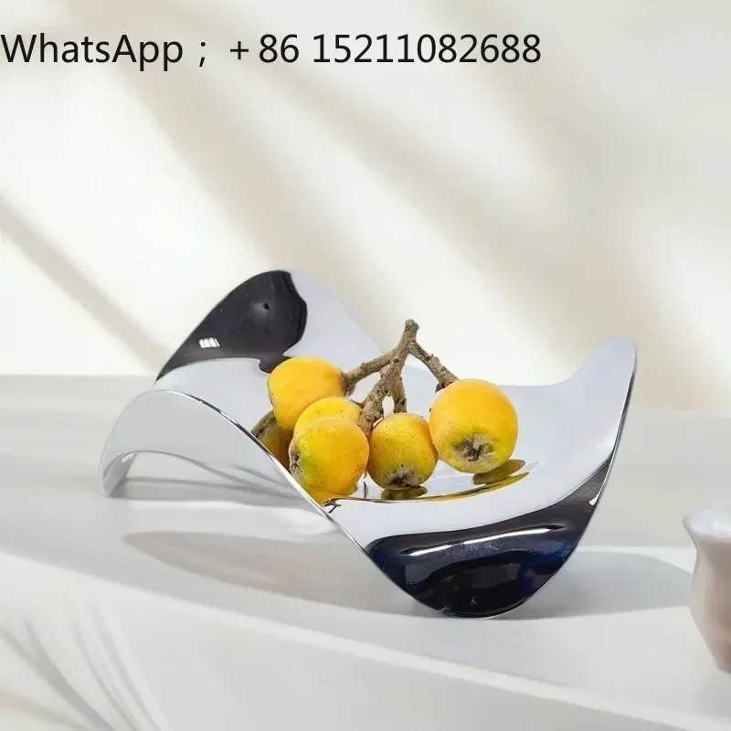 SCY simple silver metal irregular streamline fruit tray ornament kitchen restaurant model room soft decoration