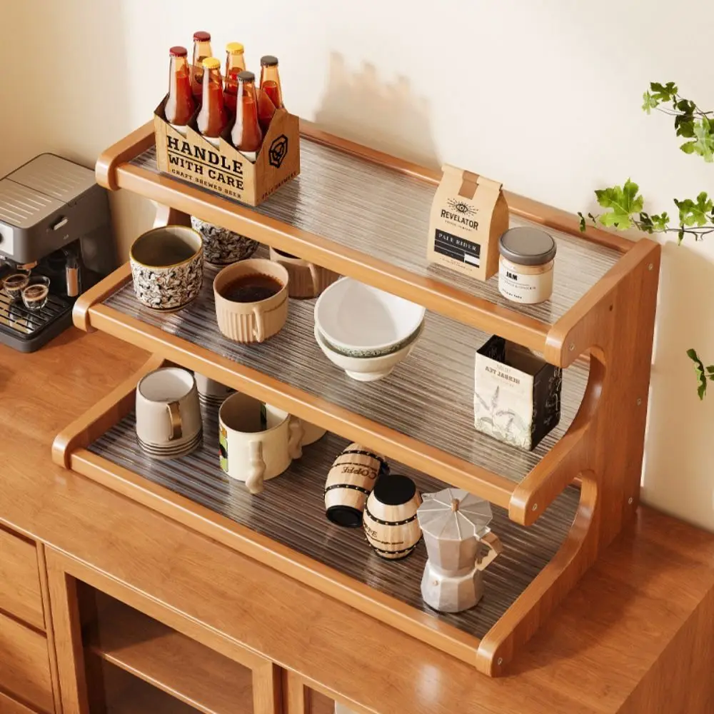 

New 3 Tier Wooden Storage Shelf Multifunctional Easy To Clean Desktop Organizer Stationery Rack Office