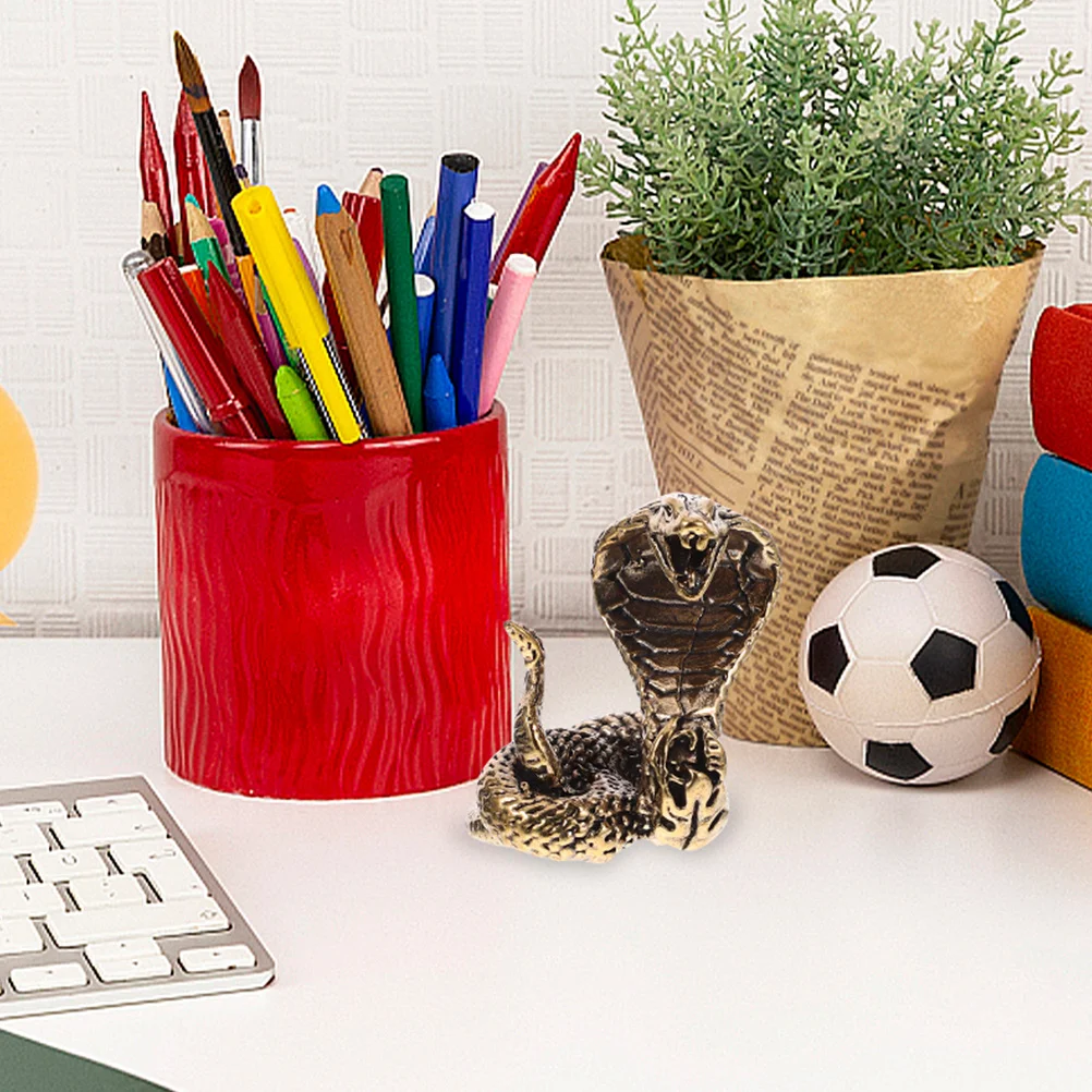 

2Pcs Brass Snake Statue Copper Carving Decoration Retro Metal Snake Sculpture for Desktop Home Office Decor Indoor Tabletop