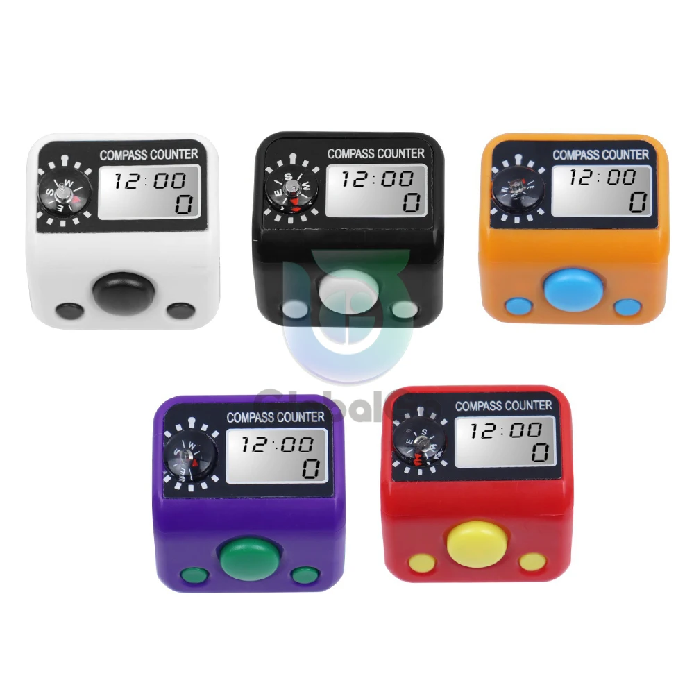 

Electronic Finger Counter With Time Display Compass Resettable 5 Digit LCD Electronic Digital Finger Hand Tally Counter Count