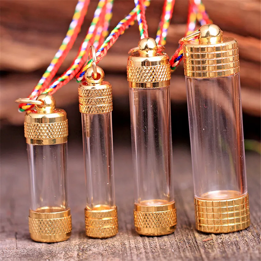 Buddhism Pendant Boutique Nepal Stupa Bottle Transparent Waterproof Box Necklace Scriptures Sanskrit Amulet Tube Pendant Necklac