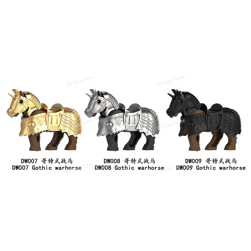 

MOC War Horse Animals Kids gift Medieval Armor Horse Accessories Toys for Children Halloween Festival Gifts DW009 DW008