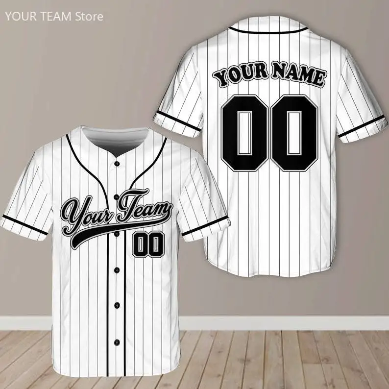 

Custom Team Name Number Pinstripe Baseball Jersey Stripe Color Uniform for Baseball Fans Jersey Design Sports Apparel