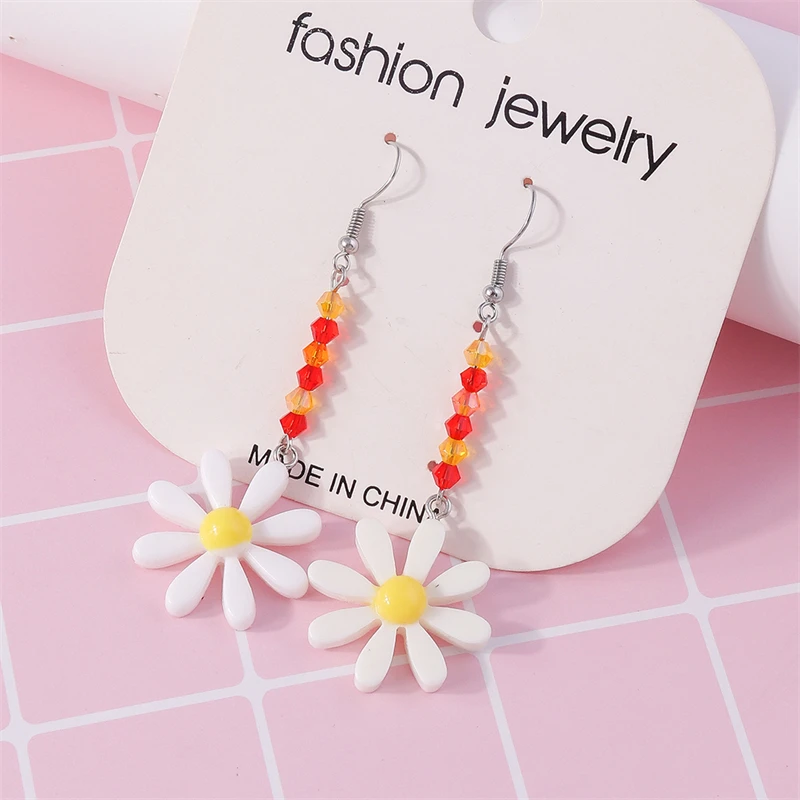 2 Paare/satz Mode Handgemachte Perlen Blume Tropfen Ohrringe für Frauen Mädchen Party Festival Schmuck Geschenke – Detail 2